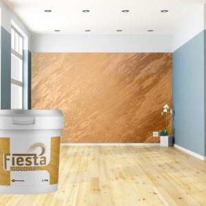 Image of a bronze textured feature wall created with Decomin Fiesta Gold Art paint