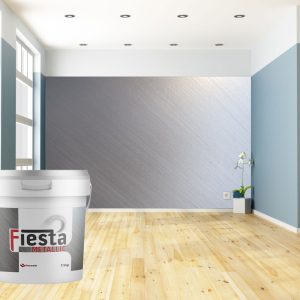Image of a feature wall created with Decomin Fiesta Metallic Silver paint