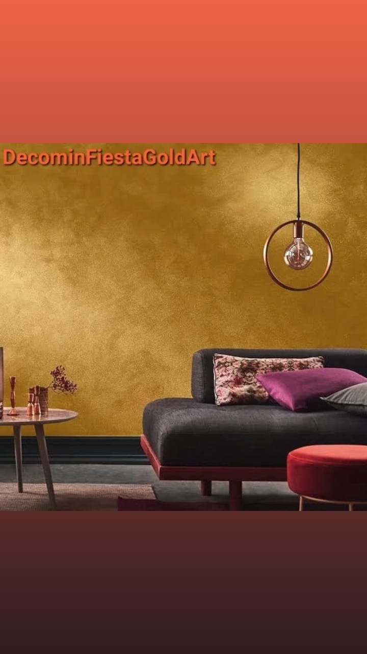 Image of a sample texture board created with Decomin Fiesta Metallic Gold Wall Paint and Deconcreto Concrete Effect Paint