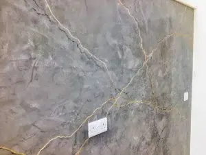 Image of Decomin Decoveno grey marble effect venetian plaster with gold veins