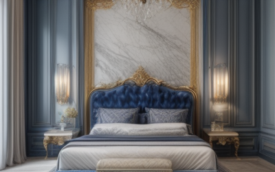 Master bedroom with Decoveno Venetian Plaster feature wall