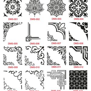 Image of the range of 45cm wall stencils available from Decomin paints Ireland