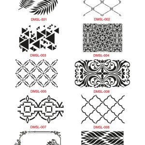 Image of the range of 50 cm x 70 cm wall stencils for painting available from Decomin Paints Ireland