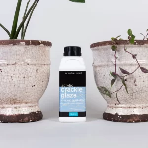 Image of 2 garden pots finished with Polyvine acrylic crackle glaze