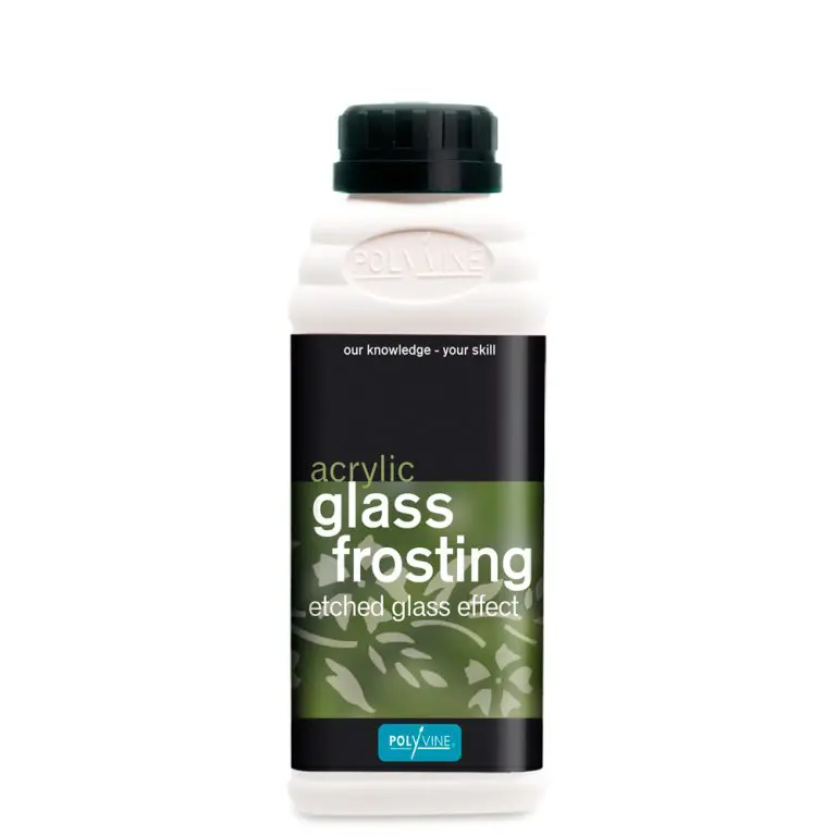 Image of a 500ml bottle of Polyvine Acrylic Glass Frosting A great way to achieve a stunning etched glass effect