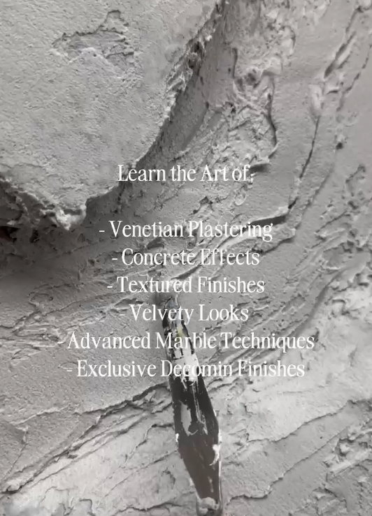 Image of a textured Travertino finish created in the Decomin Paints Ireland Decorative Paints Training Course