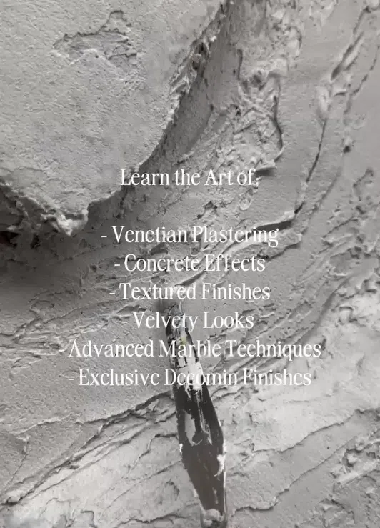 Image of a textured Travertino finish created in the Decomin Paints Ireland Decorative Paints Training Course