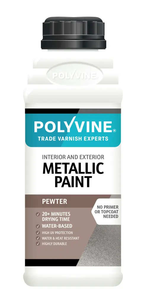 Product image of a 1 litre Polyvine Pewter Metallic paint