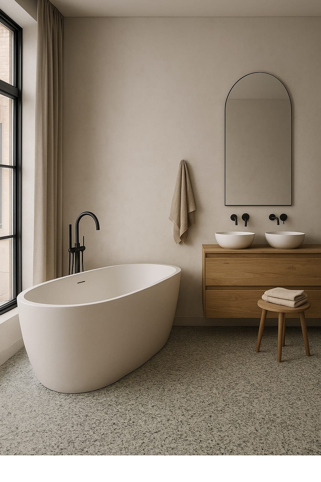 Decomin Stone Flooring Bathroom Image of a bathroom with a Decomin Stone seamless natural stone finish
