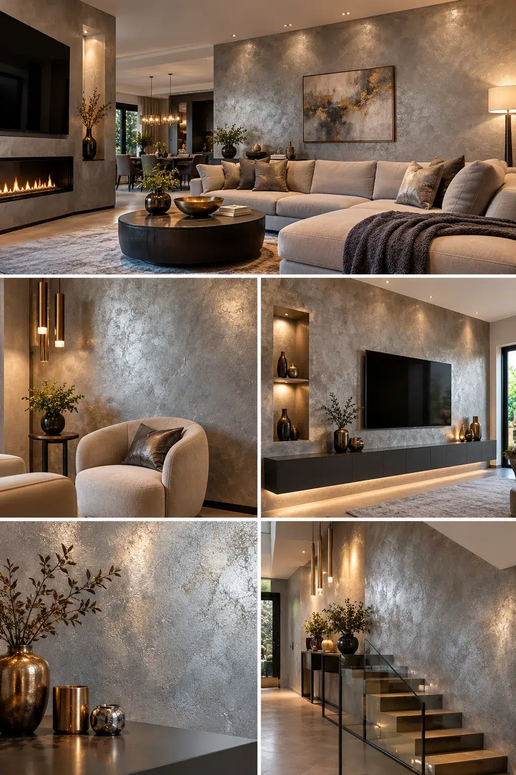 Fiesta Metallic Art Silver feature wall, existing Decomin project photograph